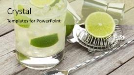  Presentation with salty - Presentation theme with green white - classic margarita cocktail with salty background and a soft green colored foreground