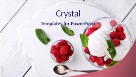  Presentation with ice cream popsicles organic dietary - Theme with green white - creamy ice cream with raspberries background and a sky blue colored foreground