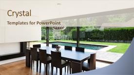  Presentation with villa - Presentation enhanced with green white black - modern villa interior beautiful dining background and a sky blue colored foreground