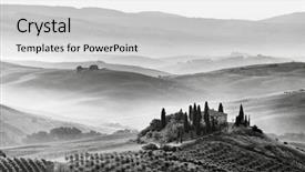  Presentation with well - PPT layouts enhanced with green white black - tuscan landscape and well-known house background and a light gray colored foreground
