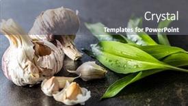  Presentation with garlic garlic garlic bulb - Presentation theme having green-wild-garlic-leaves background and a gray colored foreground