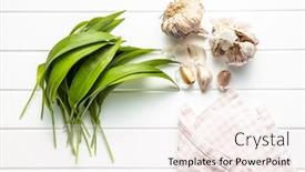  Presentation with garlic garlic garlic bulb - Slide set consisting of green-wild-garlic-leaves background and a sky blue colored foreground