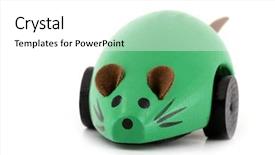  Presentation with green - Colorful PPT layouts enhanced with green wooden mouse with wheels backdrop and a white colored foreground