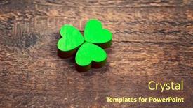  Presentation with wooden - Slides having green-wooden-shamrock-laying background and a tawny brown colored foreground