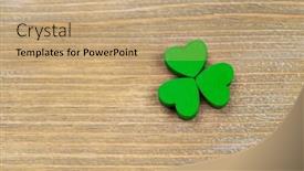  Presentation with wooden - Presentation theme with green-wooden-shamrock-laying background and a coral colored foreground