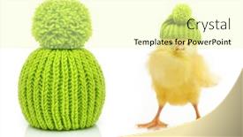  Presentation with white green - Cool new PPT theme with green-wool-knitted-hat backdrop and a blonde colored foreground