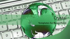  Presentation with abstract business world - Presentation design consisting of green world on laptop abstract background and a ocean colored foreground