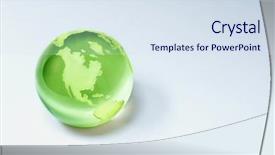  Presentation with green globe - Presentation theme having green world background and a sky blue colored foreground