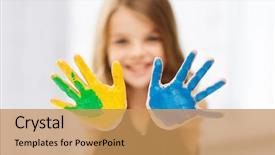  Presentation with backgound of education children art cryst - Amazing presentation theme having green yellow - education school art and painitng backdrop and a  colored foreground