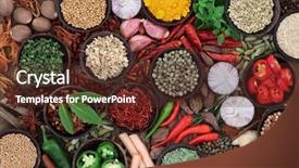  Presentation with yellow wood - Theme featuring green yellow - herb and spice selection background and a tawny brown colored foreground