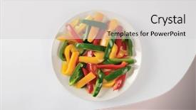  Presentation with chocolates pepper - Slide deck featuring green yellow - plate of three color bell background and a light gray colored foreground