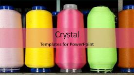  Presentation with thread - Slides consisting of green yellow design - closeup of colorful thread background and a  colored foreground