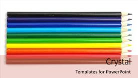  Presentation with yellow color - Slides enhanced with green yellow design - color pencils on a white background and a coral colored foreground