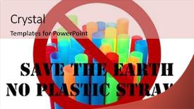  Presentation with plastic straws - Colorful slide set enhanced with green yellow red stop light - plastic straws with the international backdrop and a coral colored foreground