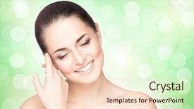  Presentation with light green health and wellbeing - Colorful PPT theme enhanced with greenbeauty - portrait of young beautiful backdrop and a lemonade colored foreground