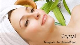  Presentation with spa - Amazing theme having greenbeauty - spa woman beauty treatments backdrop and a coral colored foreground