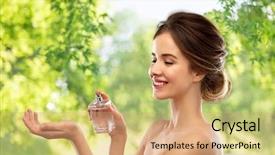  Presentation with green beauty - Slide deck having greenbio - perfumery beauty and luxury concept background and a coral colored foreground