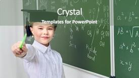  Presentation with chemistry educational - Beautiful slides featuring greenboard - clever schoolgirl stands backdrop and a ocean colored foreground