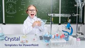  Presentation with funny - PPT layouts enhanced with greenboard - funny little girl doing experiments background and a lemonade colored foreground