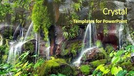  Presentation with waterfalls - Theme consisting of troism - several small waterfalls with greenery background and a tawny brown colored foreground