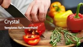  Presentation with cutting board - PPT theme featuring veg - chef cutting red pepper background and a tawny brown colored foreground