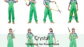  Presentation with funny - Colorful PPT theme enhanced with funny man with shears isolated backdrop and a mint green colored foreground