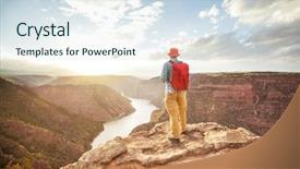  Presentation with recreation - Presentation theme featuring greenflame - flaming gorge recreation area background and a sky blue colored foreground