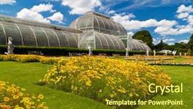  Presentation with london - Colorful theme enhanced with greenhouse at kew gardens backdrop and a tawny brown colored foreground