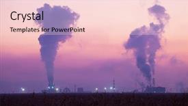  Presentation with factory - PPT theme featuring greenhouse gas - factory in sunset light background and a lemonade colored foreground