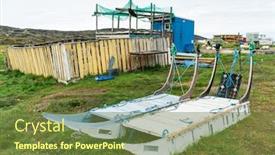  Presentation with dog sled - Colorful presentation theme enhanced with greenland dog sled in ilulissat backdrop and a tawny brown colored foreground