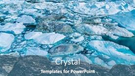  Presentation with ice blue - Presentation theme having greenland-melting-iceberg-icefjord-aerial background and a teal colored foreground