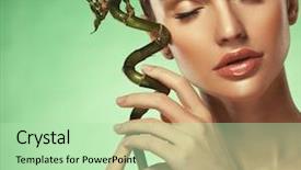  Presentation with beautiful green - Audience pleasing PPT theme consisting of greenpeace - beautiful woman with bamboo isolated backdrop and a mint green colored foreground