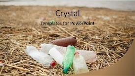  Presentation with plastic bottles and ocean - Audience pleasing slides consisting of greenpeace - heap of dirty used plastic backdrop and a coral colored foreground