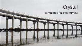  Presentation with long bridge - Colorful slides enhanced with greenpeace - long bridge over riverside backdrop and a  colored foreground