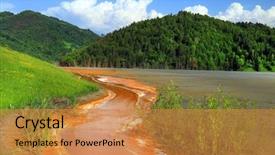  Presentation with copper mine - PPT theme featuring greenpeace - nature pollution of a copper background and a gold colored foreground