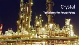  Presentation with refinery - PPT theme featuring greenpeace - oil refinery plant or factory background and a wine colored foreground