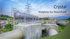  Presentation with oil refinery - Amazing presentation design having greenpeace - oil refinery backdrop and a light blue colored foreground