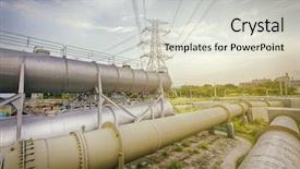  Presentation with refinery - Colorful presentation theme enhanced with greenpeace - oil refinery backdrop and a soft green colored foreground