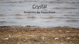  Presentation with bank - Theme featuring greenpeace - river bank with dry grass background and a light gray colored foreground