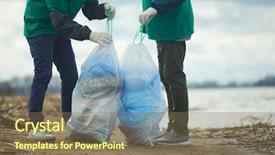  Presentation with organization - PPT layouts featuring greenpeace - two men from ecology saving background and a violet colored foreground