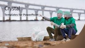  Presentation with environmental - Audience pleasing theme consisting of greenpeace - two men from environmental protection backdrop and a lemonade colored foreground