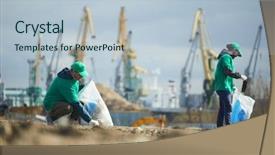  Presentation with construction site construction - PPT layouts consisting of greenpeace - two young men picking up background and a lemonade colored foreground