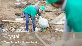  Presentation with recyclable - Cool new presentation theme with greenpeace - worker of environmental protection company backdrop and a coral colored foreground