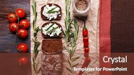  Presentation with cheese - Slide deck featuring greens and tomatoes on paper background and a  colored foreground