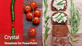  Presentation with greek feta cheese famous dairy - Colorful PPT theme enhanced with greens and tomatoes on paper backdrop and a  colored foreground