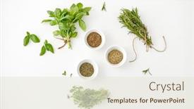  Presentation with culinary - PPT layouts with greens-culinary-and-flavoring-concept background and a sky blue colored foreground
