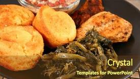  Presentation with lefy greens - Colorful presentation enhanced with greens in kitchen or restaurant backdrop and a  colored foreground