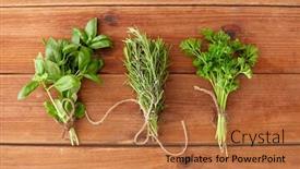  Presentation with spices - Slide set with greens-spices-or-medicinal-herbs background and a red colored foreground