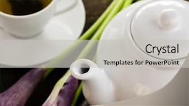  Presentation with purple green - Audience pleasing presentation consisting of greentea - tea set with green tea backdrop and a  colored foreground