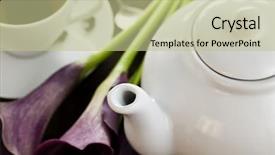  Presentation with purple green - Colorful slide deck enhanced with greentea - tea set with green tea backdrop and a  colored foreground